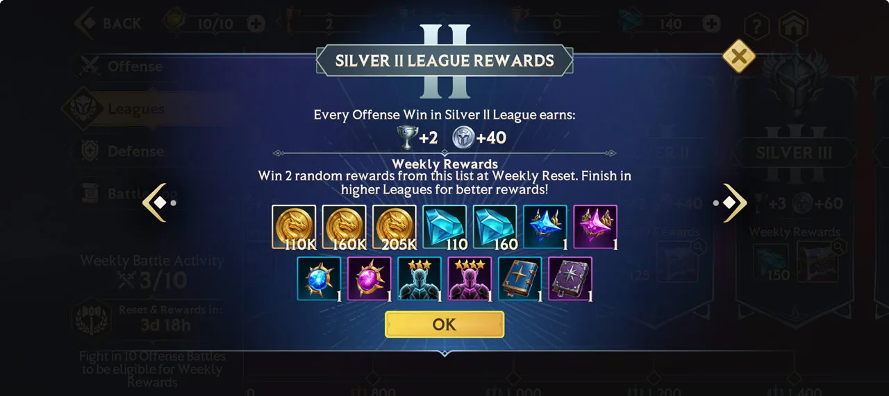 Arena – Weekly Reset and Rewards