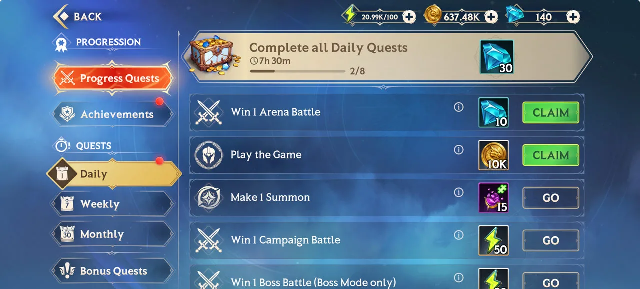 Arena – Weekly Reset and Rewards