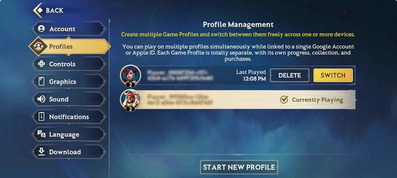 How do I set up multiple profiles in Invokers: Titan Legacy?