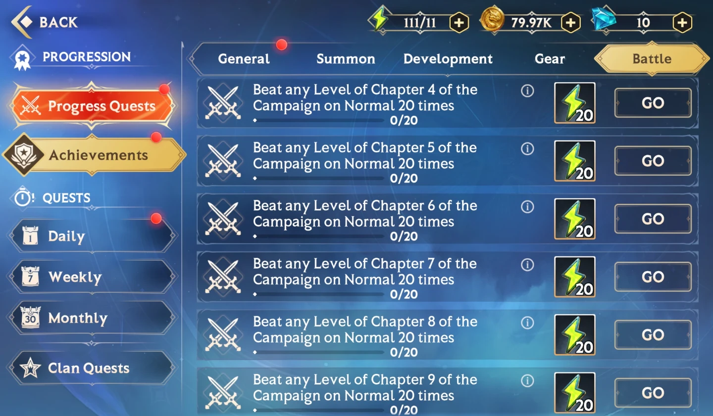 How to Progress and Earn Free Rewards – Achievements, Battle tab