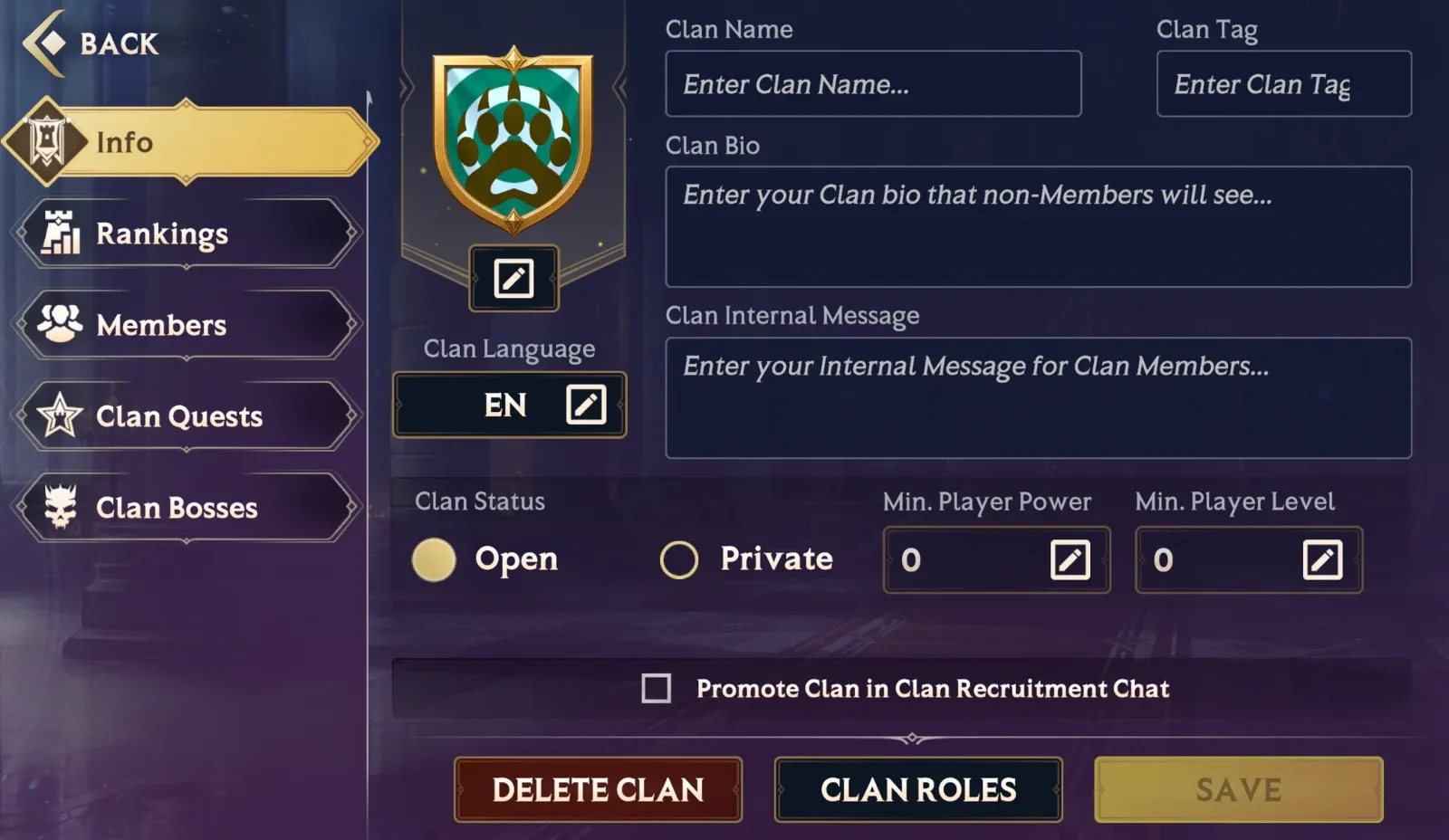 Clans – Creating A Clan