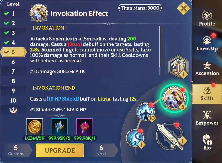 Titan Skills – Invokation Effect