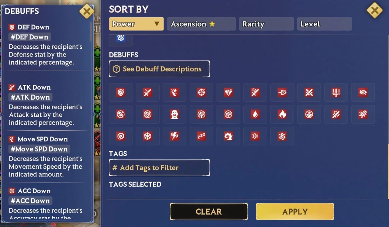 Buffs, Debuffs, and Instant Effects – Debuffs
